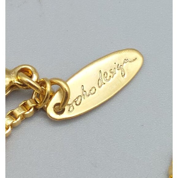 Soho Design Gold Tone Crystal Heart Pendant Necklace Long 25" Box Chain - Picture 5 of 5